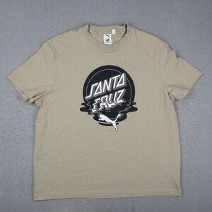 Puma x Santa Cruz Shirt Mens XL Beige Short Sleeve Crew Neck Tee
